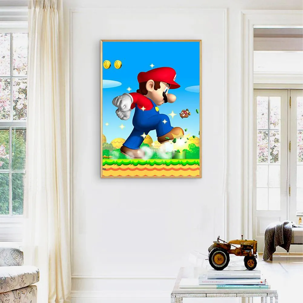 Animes Mario  - Full Round Diamond - 30x40CM