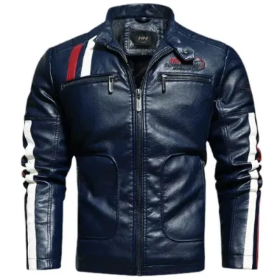 Autumn Winter Men Stand Collar Zipper Biker Leather Jacket Fashion Coat Casual Slim Windbreaker Motorcycle genuine Leather Jacket