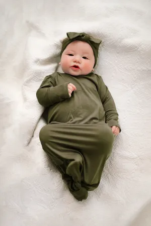 Baby Knot Gown  Set: Sage