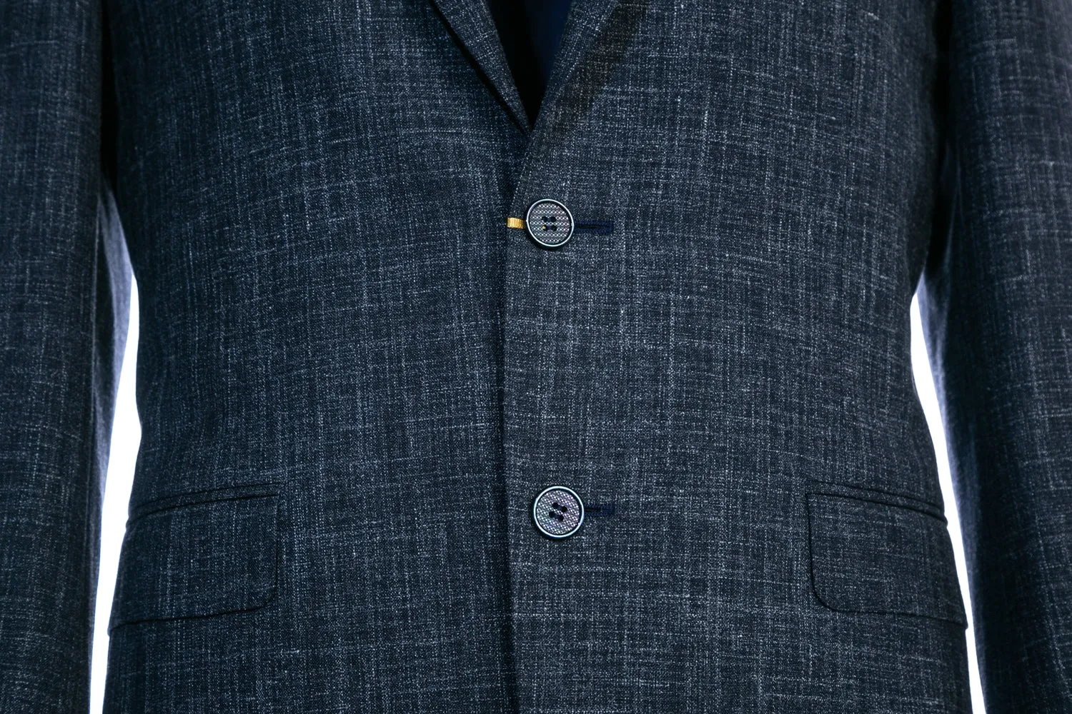 Canali Linen Mix Notch Lapel Suit in Navy