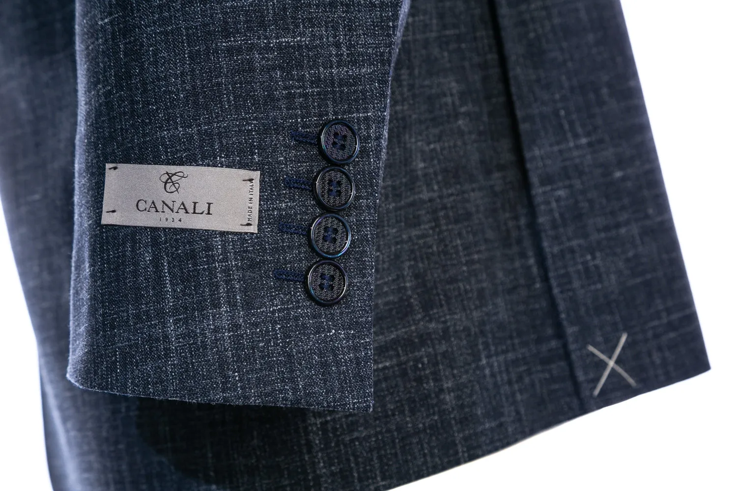 Canali Linen Mix Notch Lapel Suit in Navy