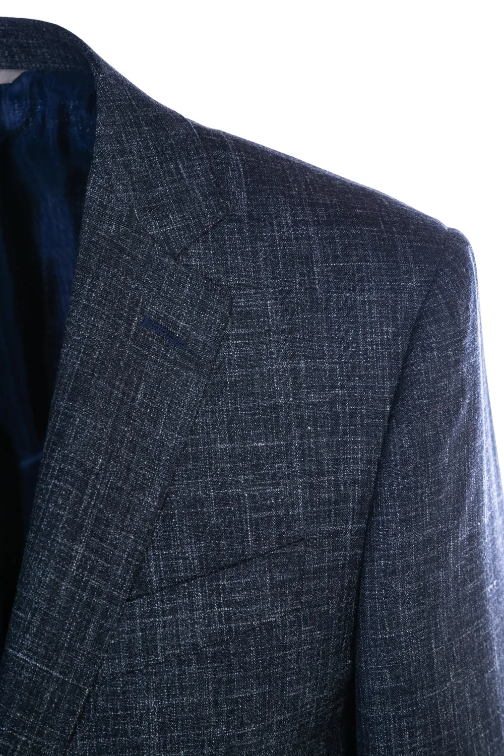 Canali Linen Mix Notch Lapel Suit in Navy