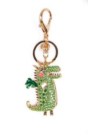 Cartoon Dinosaur Diamante Bag Charm Keyring