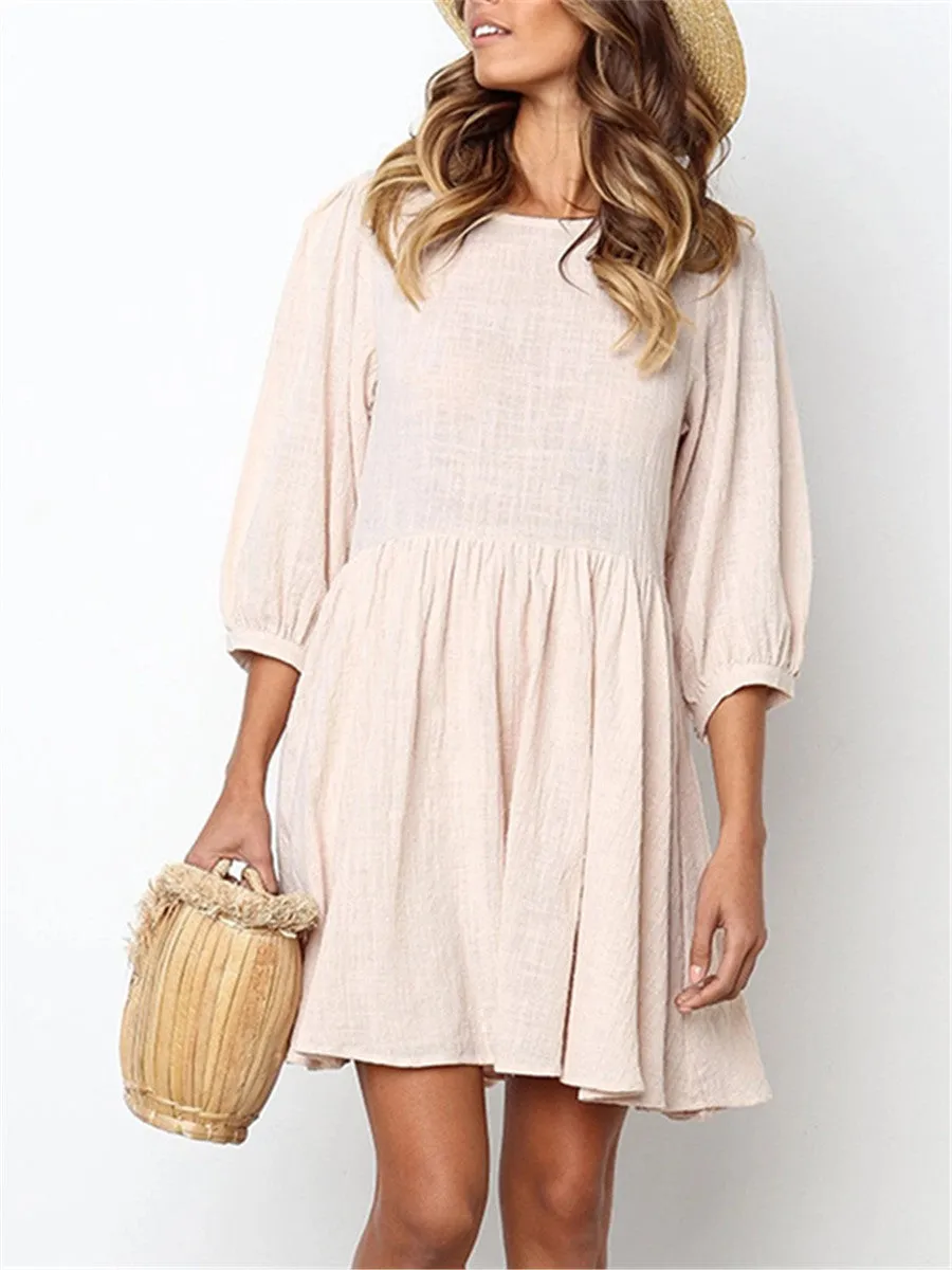 Casual Fashion Solid Color Loose Mini Dresses