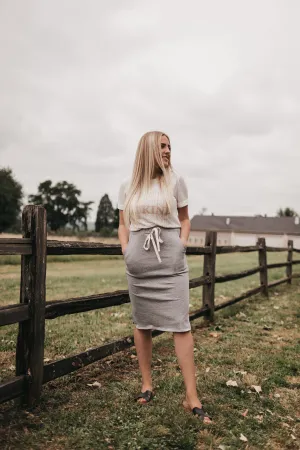 Chloe Drawstring Skirt in Heather Grey