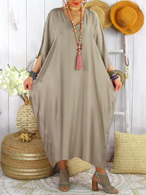 Crew Neck Loose Mid-Length Casual Dress