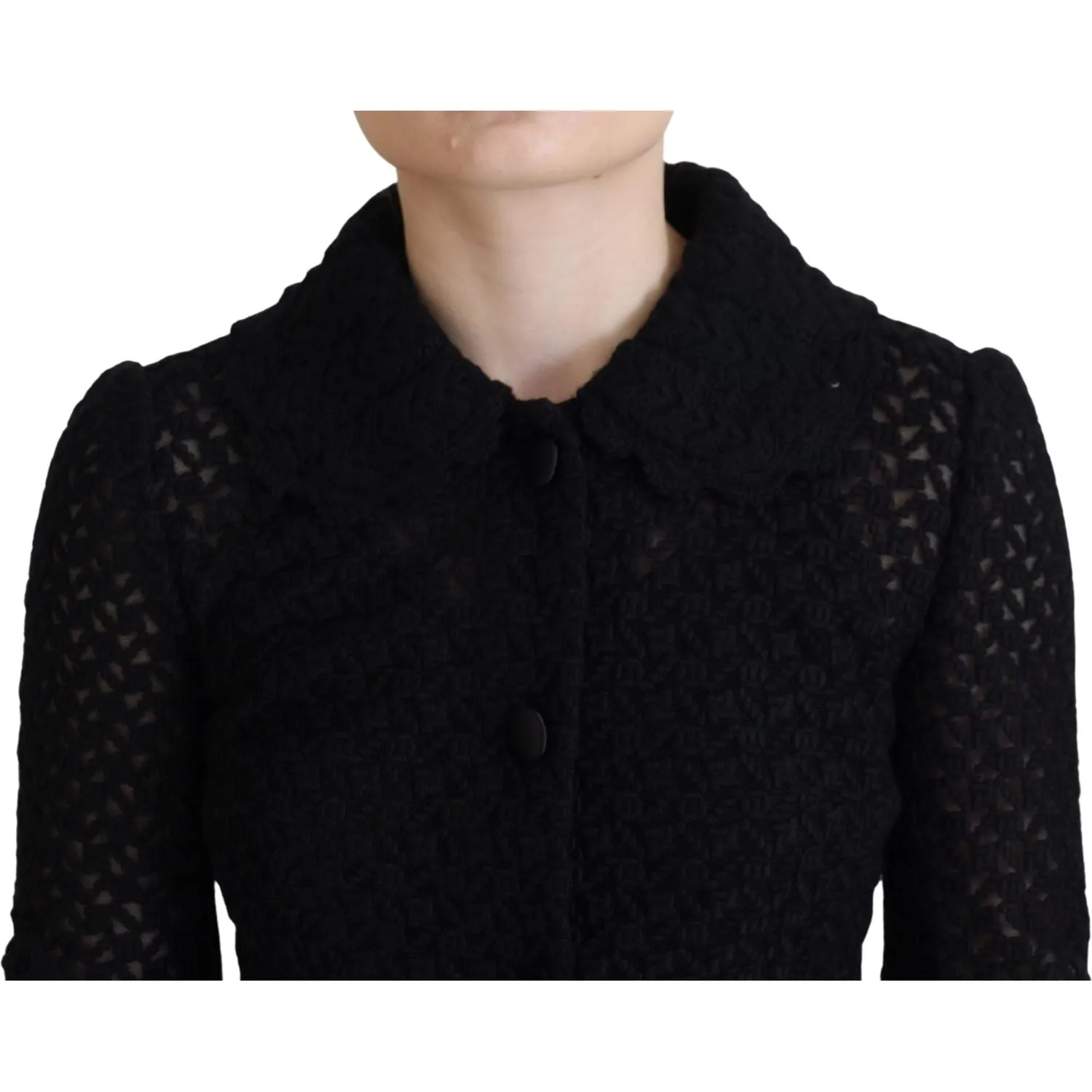 Dolce & Gabbana Elegant Black Wool Blend Button Down Jacket