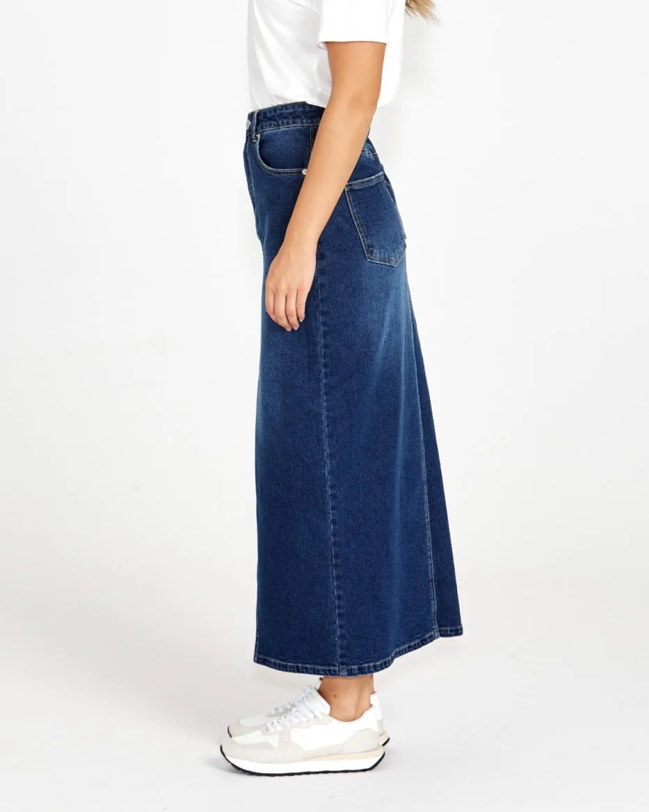 Emerald Denim Maxi Skirt