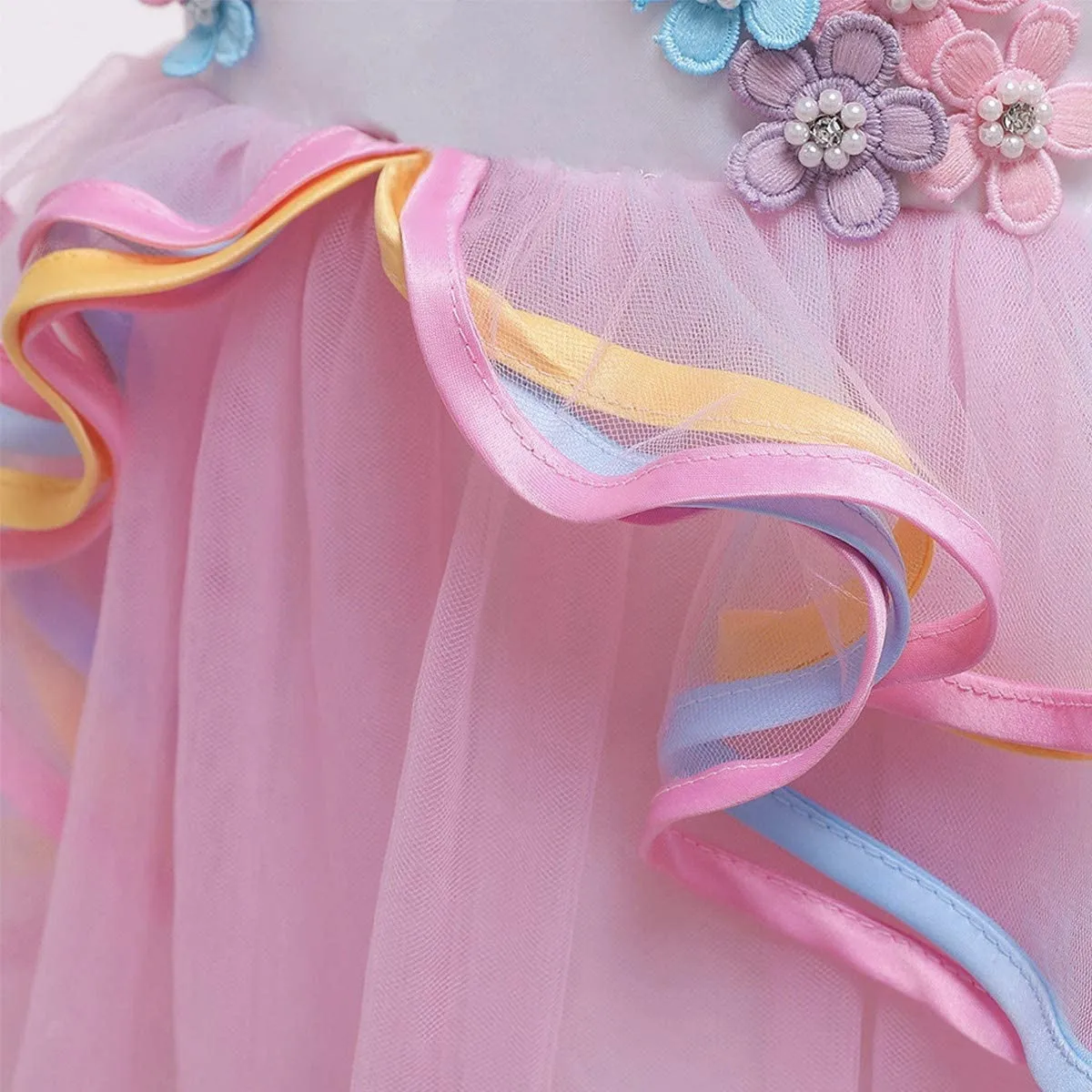 Fancydresswale Unicorn dress for Girls Gown Style Full sleeves with headband, Pink