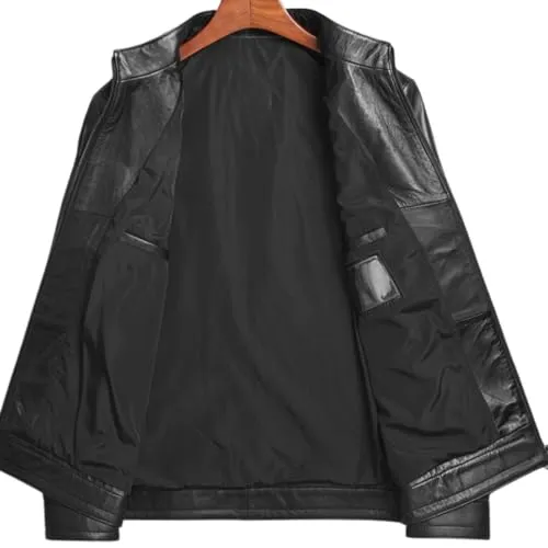 Genuine Lambskin Leather Jacket for Men - Real Leather Coat Business Casual Black Leather Jacket LAMBSKIN COAT