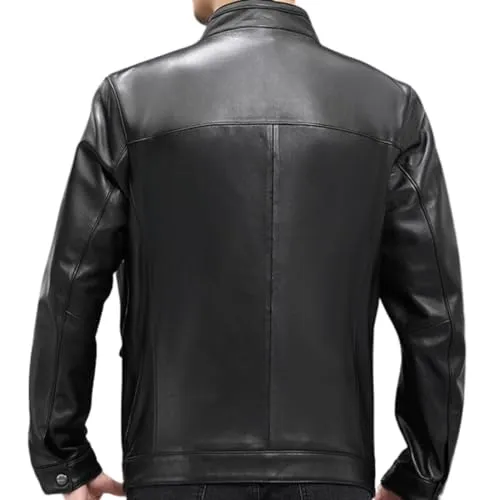 Genuine Lambskin Leather Jacket for Men - Real Leather Coat Business Casual Black Leather Jacket LAMBSKIN COAT