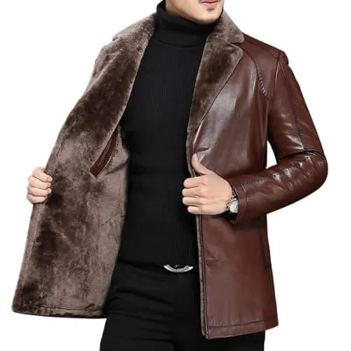 Genuine Leather Jacket Men Lambskin Coat for Men Jacket Winter Shear-ling Fur Coat