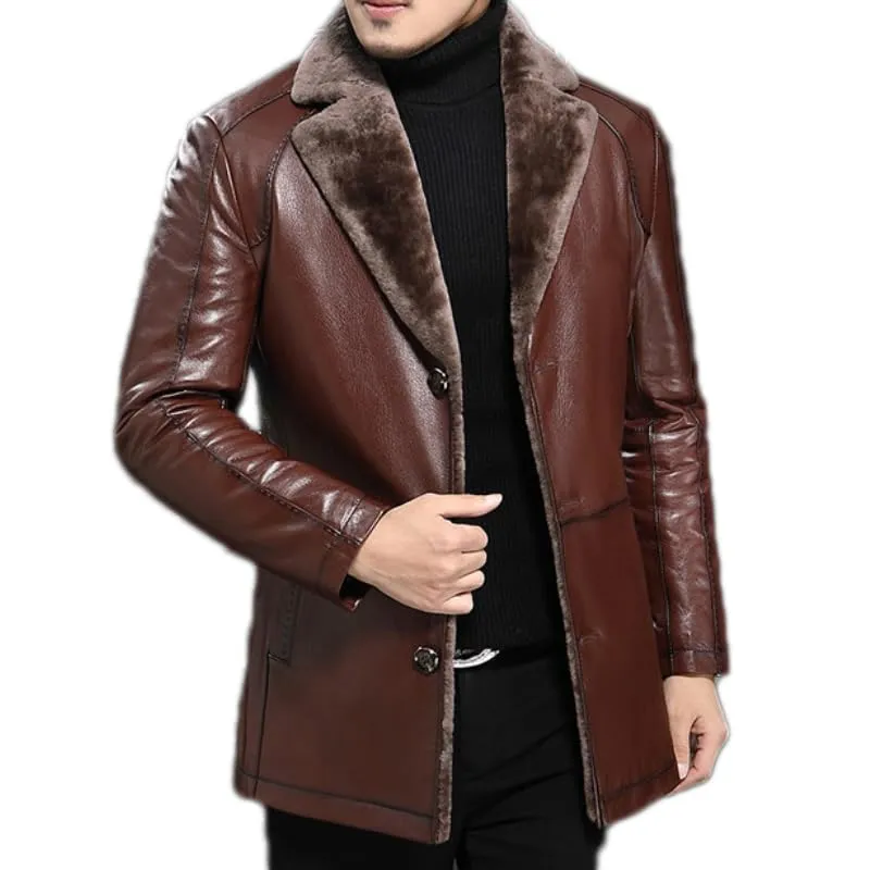 Genuine Leather Jacket Men Lambskin Coat for Men Jacket Winter Shear-ling Fur Coat