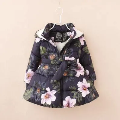 Girl's Winter Floral Printed Jackets