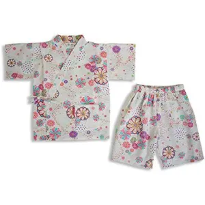 Kid's Jinbei 90cm-150cm Girls Ripple White