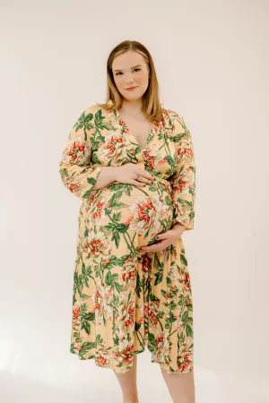 Lila Labor & Postpartum Gown in Peach Floral