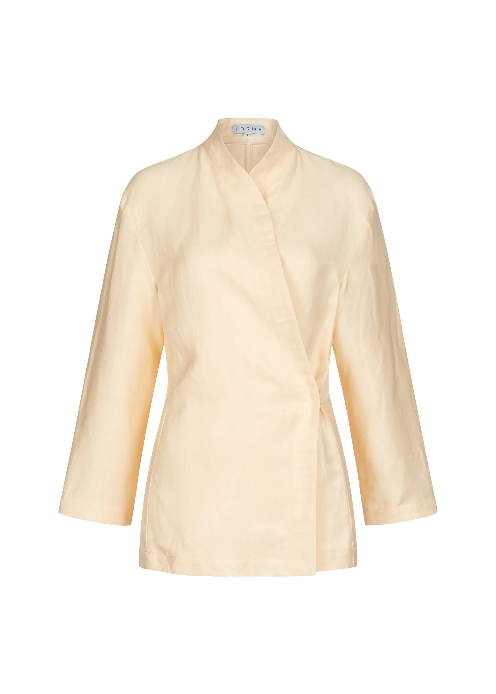 Linen side-wrap shirt - Creme