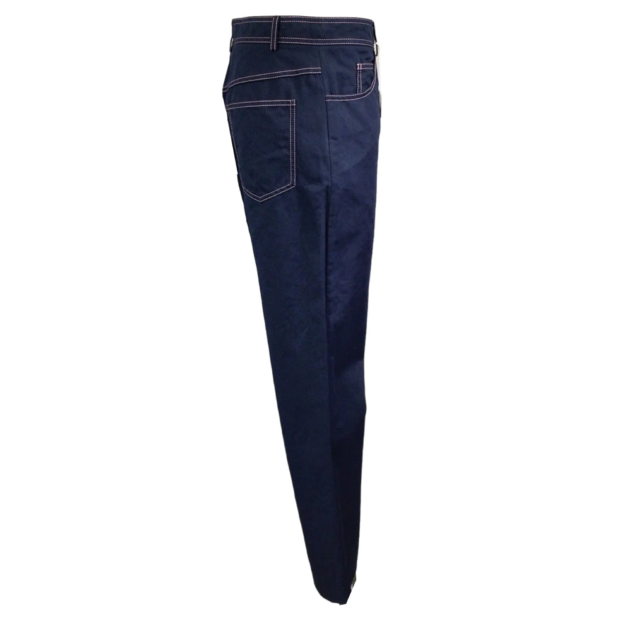 Marni Navy Blue Cotton Linen Trousers in Ultramarine