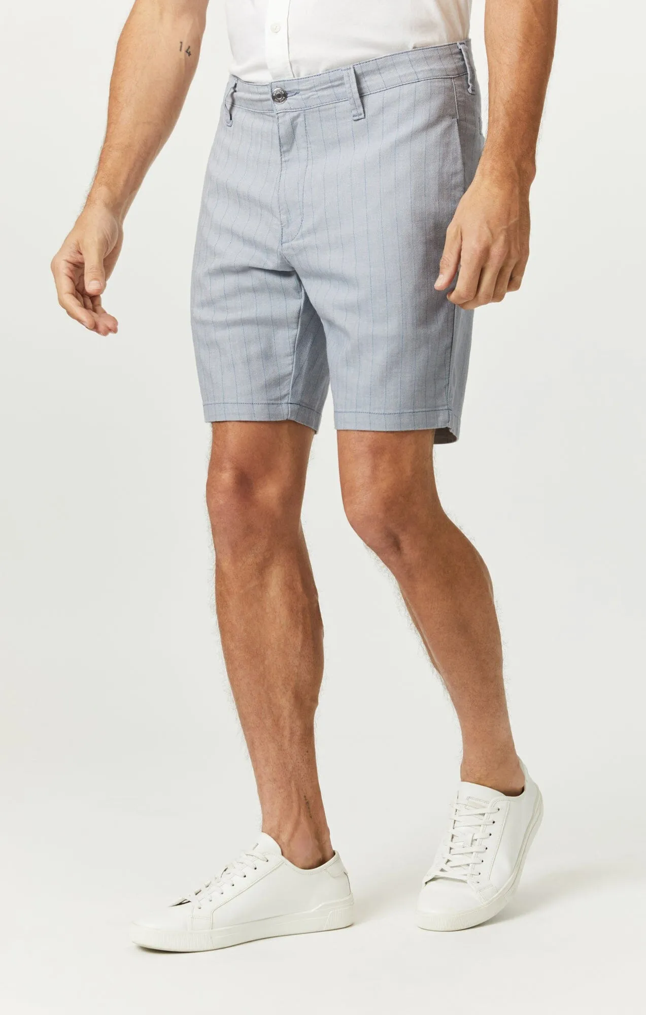 NOAH SHORTS IN BLUE STRIPE LINEN