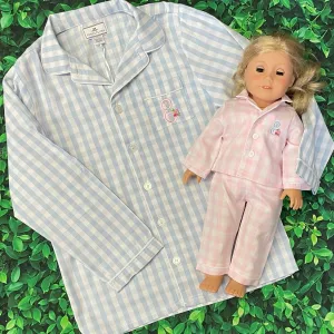 Petite Plume Pink Gingham Doll Pajama Set