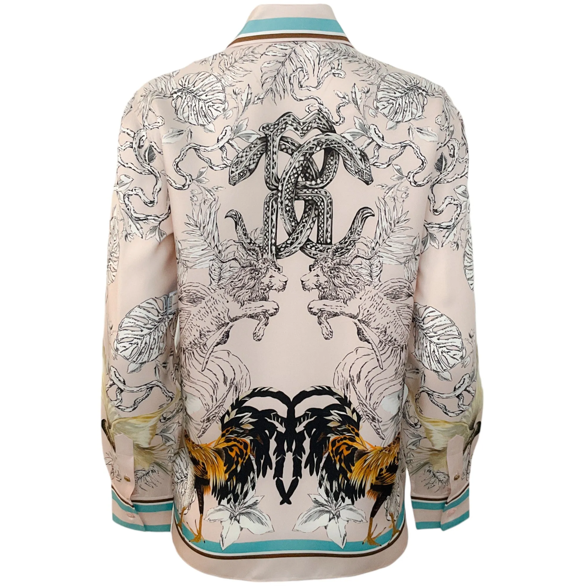 Roberto Cavalli Elegant Silk Blouse with Pink and Aqua Print