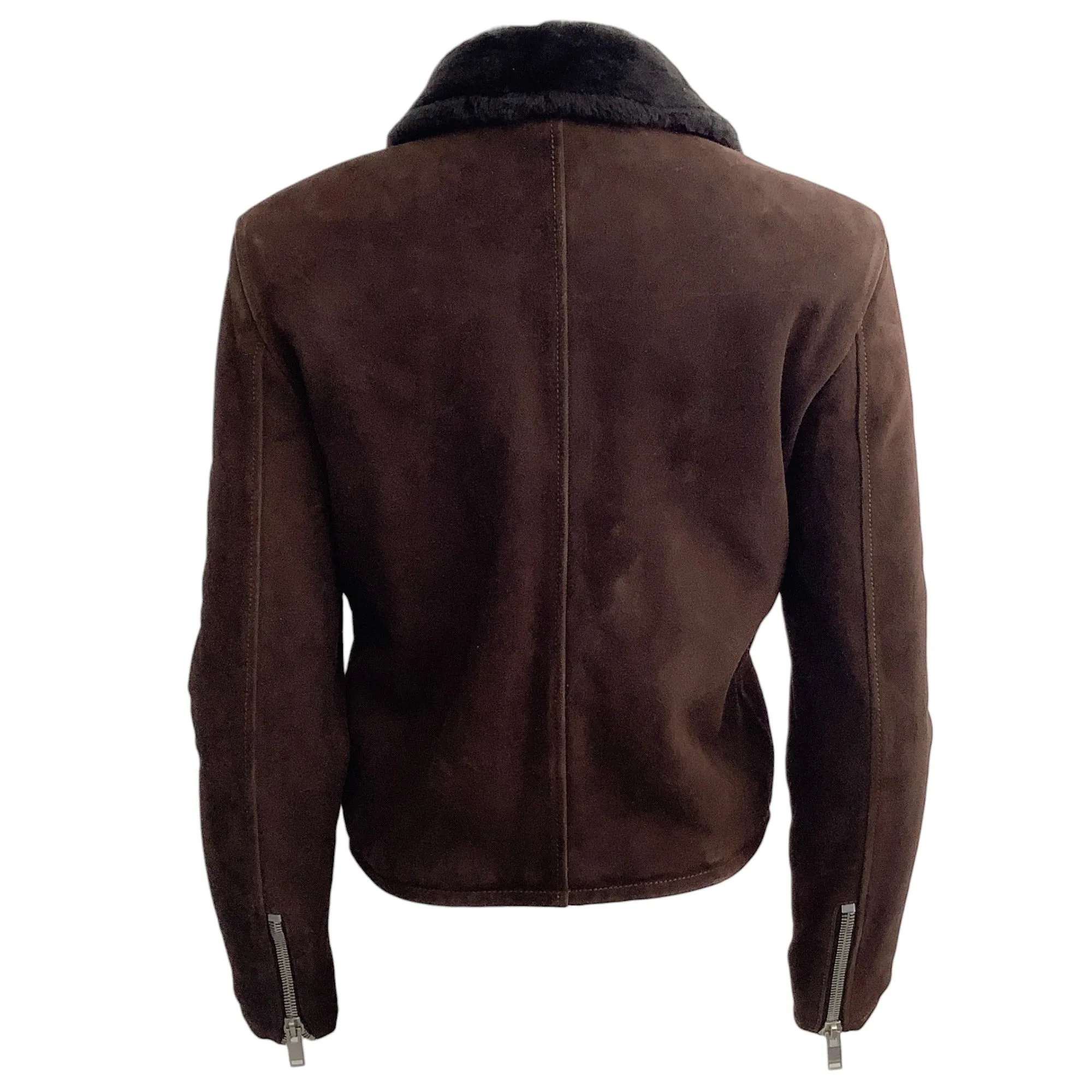 Saint Laurent Brown Shearling Moto Jacket