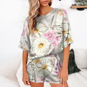 Satin Floral Women Pajamas Set