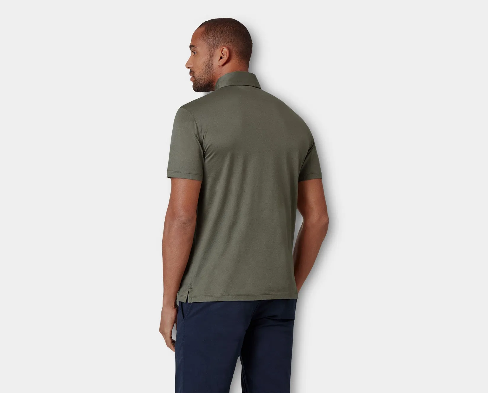 Sicilian Olive Sea Island Cotton Polo Shirt