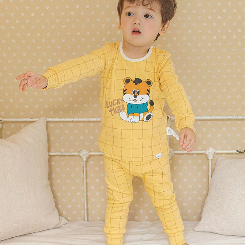 Spandex Brushed Fabric Pajamas Set-Lucky Tiger