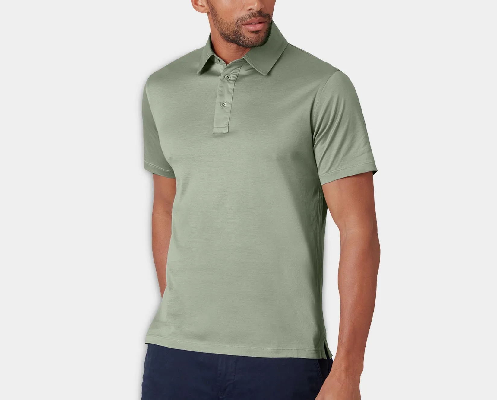 Tuscan Sage Sea Island Cotton Polo Shirt