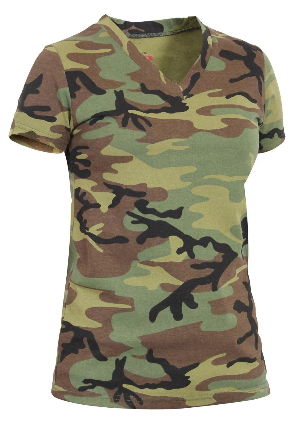 Womens Long Length Camo V-Neck T-Shirt